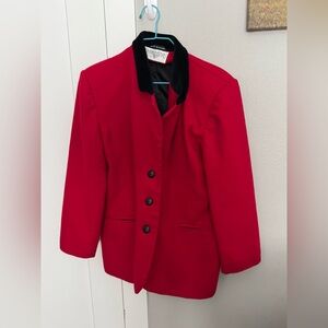 International Scene Red and Black Wool Coat